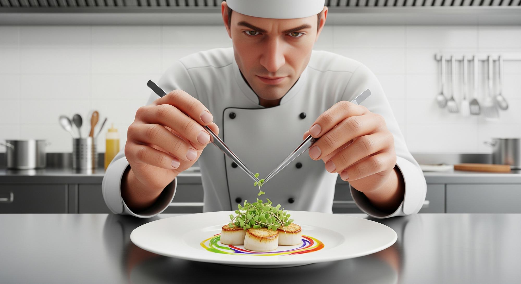 Chef przy pracy w nowoczesnej kuchni